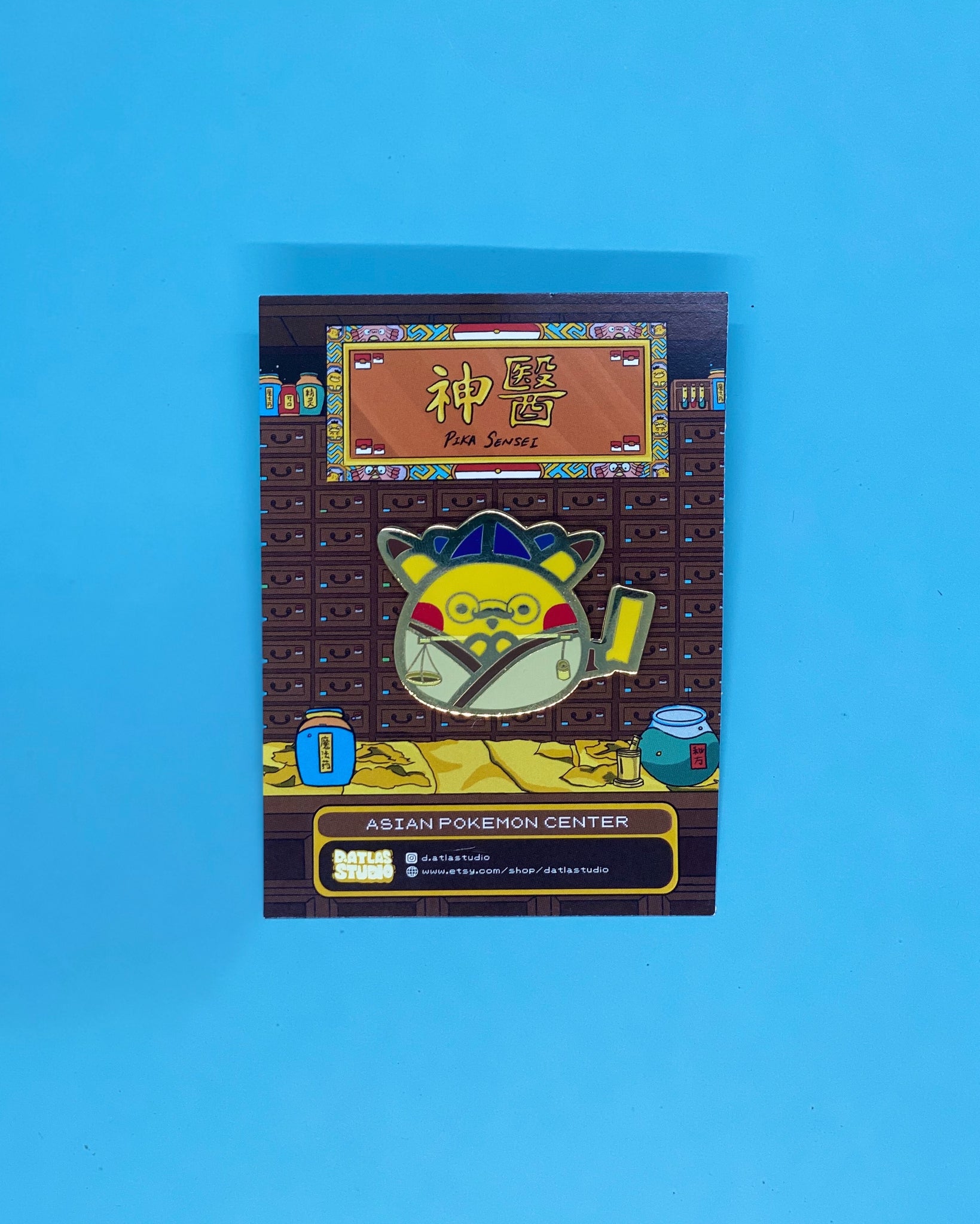 Asian Medication Pika Sensei Enamel Pin